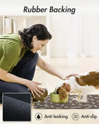 MontVoo Dog Food Mat-Pet Feeding Mat for Food and Water-No Stains Quick Dry Dispenser Cat Bowl Mat for Messy Drinkers(12"X19" Brown)