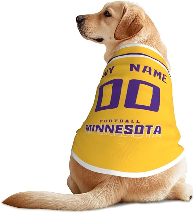 Minnesota Custom Pet Jersey Dog Clothes Jersey Various Sizes Customized Any Name & Number for Small & Middle and Big Dogs