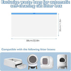 100 Count Self-Cleaning Cat Litter Box Liners Compatible with Petsafe for Clumping & for Smartspin Box, Drawstring Heavy Duty Kitty Litter Receptacles Bags Replacement Trash Bag -23" x 12"