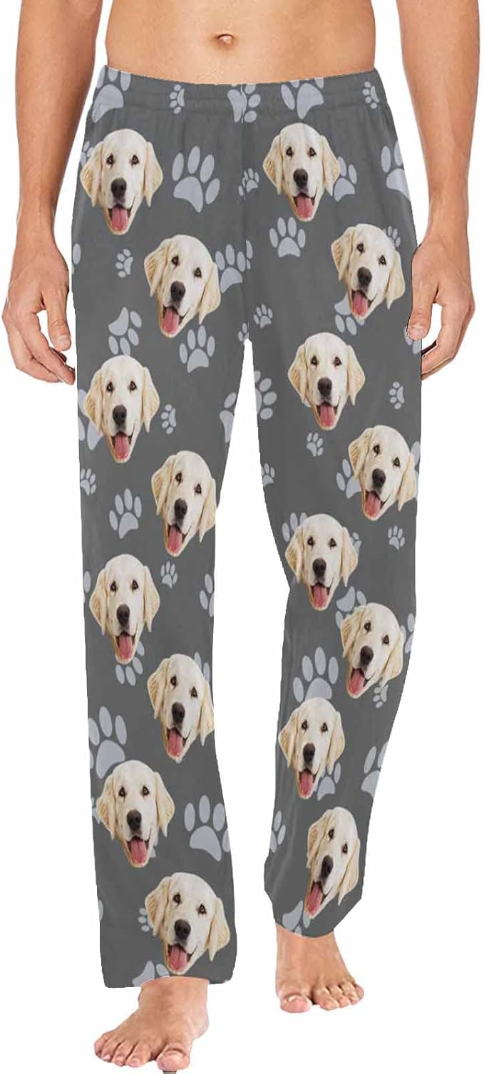 MyPupSocks Customized Face Pajamas Pants Photo Pajama Bottoms for Men S-XXL