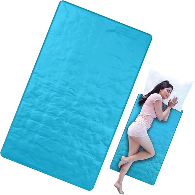 Cooling Pad Mat for Sleep Cooling Mattress Pad Gel for Bed, Relieve Pain, Summer Hot Flashes, Adult, Pets, No Water or Electricity Required(Light Blue,48 x 28 Inch)