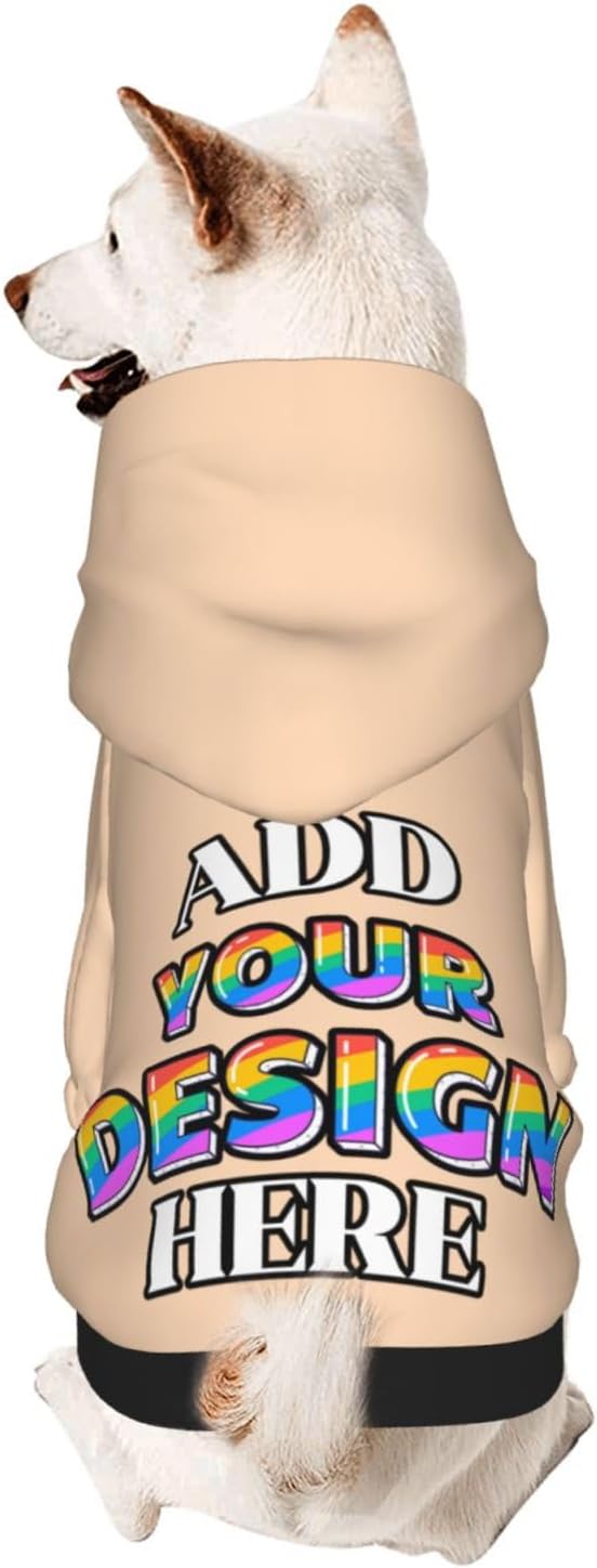 Personalized Dog Hooded Sweatshirt, Custom Pet Pullover Hoodie Design Your Own Text Image for Small Dogs Puppy Cat Kitten Clothes Dog Shirt Customizable, Customized Gifts, Peach Puff, S,