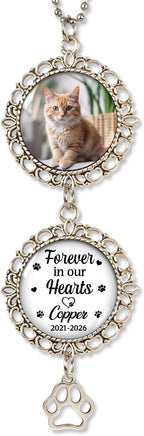 Hyturtle Personalized Pet Memorial Car Hanging Ornament - Custom Photo Pet Memorial Gifts Rearview Mirror Hanging Accessories - Loss of Cat Sympathy Gift - Pet Memorial Gifts for Cats