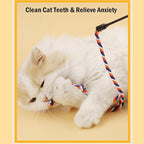 KABASI 3PCS Cat String Wand Toys, Colorful Interactive Cats Teaser Wand with Bell, Plush Srtip Teaser Toy Cat Rope Stick for Indoor Kitten Having Fun Exerciser Playing