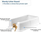 Cat Litter Box – Open Top Stainless Steel Large Litter Pan for Big Cats – High Sided Non-Stick Anti-Leakage – Easy to Clean with Scoop & Litter Mat (White)