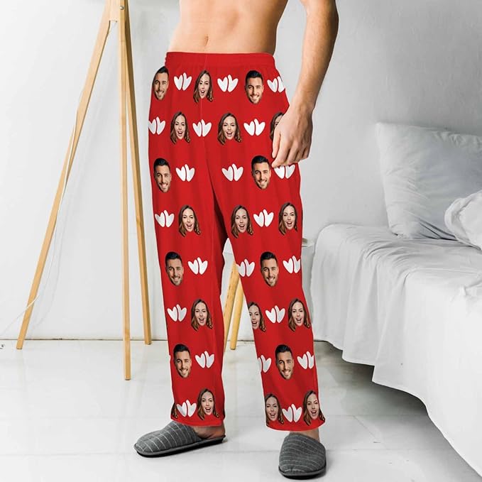 MyPupSocks Customized Face Pajamas Pants Sleep Bottoms for Men Women XS-2XL