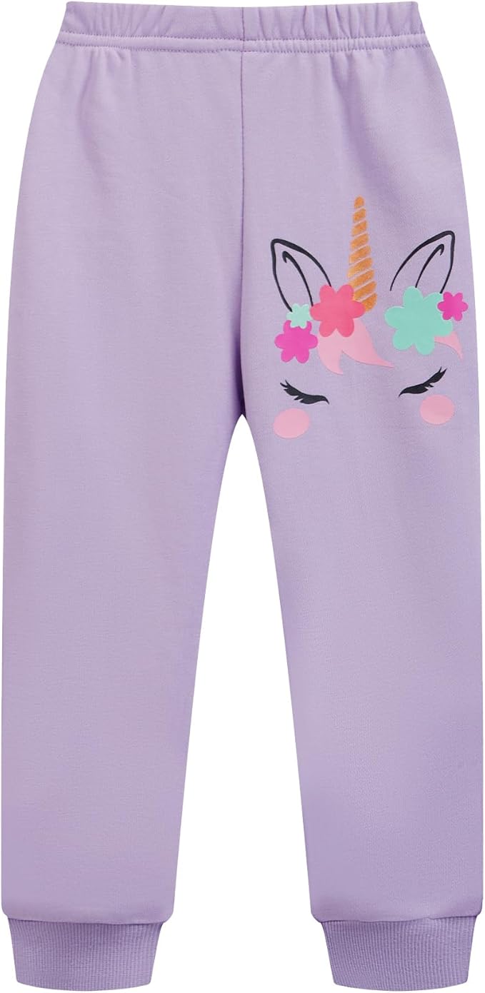Little Girls Unicorn Outfits 2 Piece Kids Ruffle Sleeve Sweatshirt + Leggings Fall Leopard Clothing Sets 2-10 Years Old