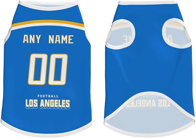 Los Angeles Custom Pet Jersey Dog Clothes Jersey Various Sizes Customized Any Name & Number for Small & Middle and Big Dogs