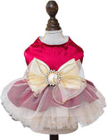 Fashion Sweet Puppy Dog Blingbling Princess Skirt Pet Dog Lace Cake Camisole Tutu Dress H-red S
