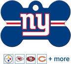 GoTags Personalized New York Giants Dog Tag, Brass Metal Bone Shape Pet ID Tag Engraved with Name and Custom Text, Every NFL Football Team Pet Apparel (Large)