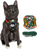 Travel Cat Harness and Leash Set - Adjustable Fit Mesh Cat Harness and Reflective Strap - Comfort Walking Vest for Kitten for Outdoor Walking, Hiking (Small, Hawaiian)