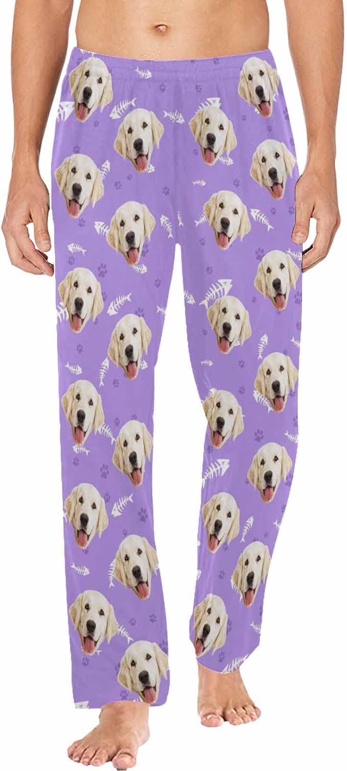 MyPupSocks Custom Pet Face Pajamas Pants Photo Pajama Bottoms for Men S-XXL