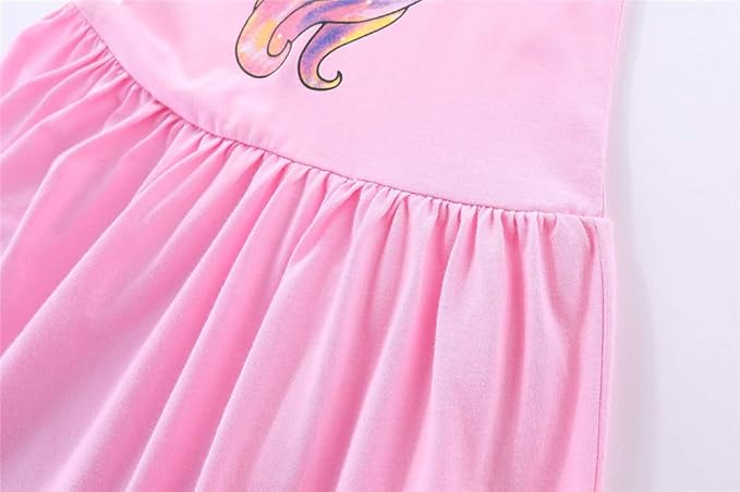 Mud Kingdom Little Girls Dresses Cotton Summer Holiday Cute Cat Dress Short Sleeve