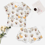 Custom Short Pajamas Set with Face Photo Women‘s Sleepwear Tee Personalized PJ Short Loungewear Set fot Her