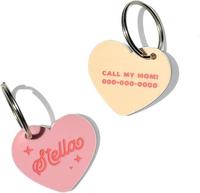 Personalized Pet ID Name Tag Charm – Custom Engraved Contact Information – Acrylic Collar Pendant w/Stainless Steel Ring for Harnesses – Lightweight for Dogs Cats (Wavy, Black)