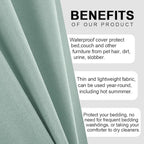DUJUIKE Waterproof Bed Cover for Dog and Cats,Pet Hair Resistant Bed Sheet Cover, Protective Bed Liner Cover with 100% Waterproof Breathable Thin Fabric (Green, Queen 78 * 90 inch)