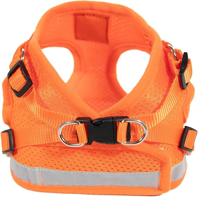 Travel Cat Harness and Leash Set - Adjustable Fit Mesh Cat Harness and Reflective Strap - Comfort Walking Vest for Kitten for Outdoor Walking, Hiking (Large, Orange)
