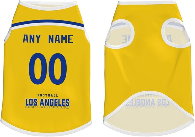 Los Angeles Custom Pet Jersey Dog Clothes Jersey Various Sizes Customized Any Name & Number for Small & Middle and Big Dogs