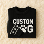 Custom Dog Knit Sweater for Women Personalized Pet Paw Print Pullover Dog Mom Gift Christmas for Pet Lovers