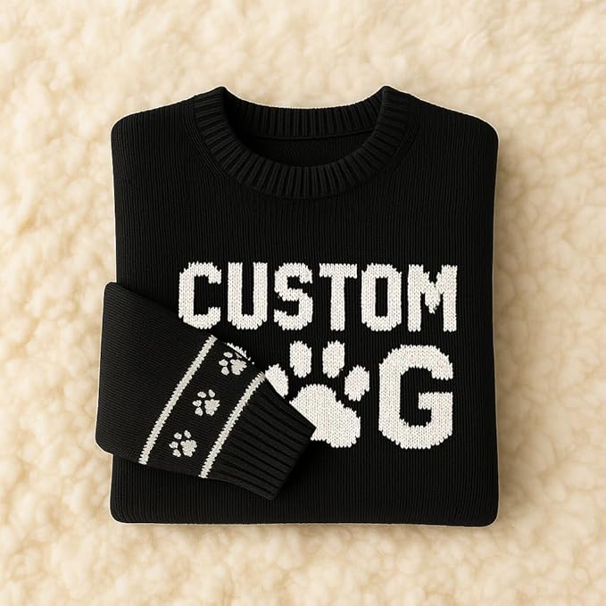 Custom Dog Knit Sweater for Women Personalized Pet Paw Print Pullover Dog Mom Gift Christmas for Pet Lovers