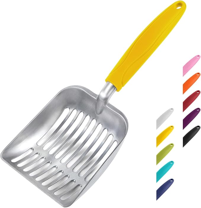 WePet Cat Litter Scoop, Aluminum Alloy Sifter, Kitty Metal Scooper, Deep Shovel, Long Handle, Poop Sifting, Kitten Pooper Lifter, Durable, Heavy Duty, for Litter Box