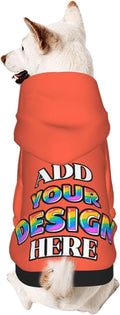 Custom Dog Hoodie for Small Pets, Personalized Photo Text Pet Warm Pullover Sweatshirt with Name Number, Customized Gifts Soft Hooded Cats Kitten Clothes, Tomato, M,