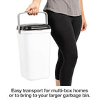 PetFusion Portable Cat Litter Disposal; Innovative Dog Poop Trash Can with Locking Handle, included Deodorizer; Built-in Poop Bag Holder; With 10 Waste Bags; White and Black