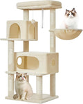 Taoqimiao Cat Tree,49-Inch Cat Tower for Indoor Cats,2 Luxurious cat condo with Adjustable Large Hanging Baskets and Large Luxurious Perch Beige MS029LM