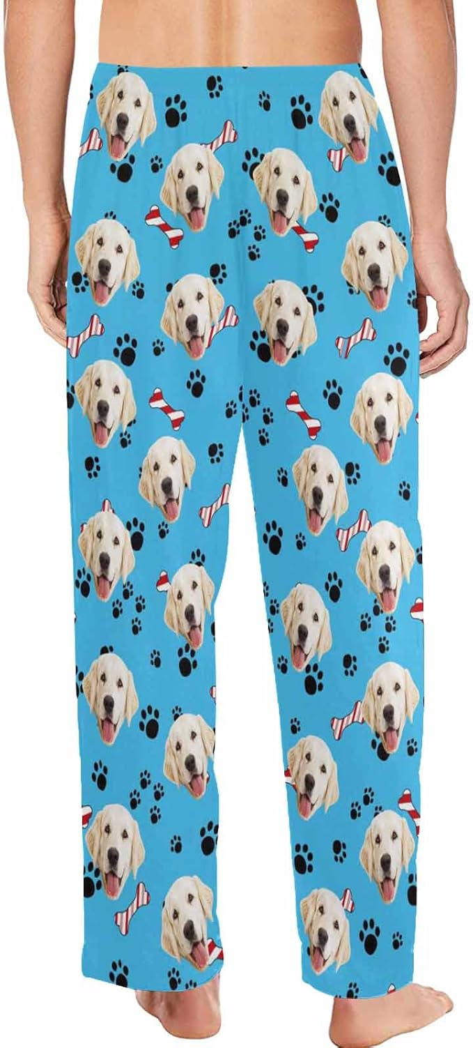 MyPupSocks Custom Pet Face Pajamas Pants Photo Pajama Bottoms for Men S-XXL
