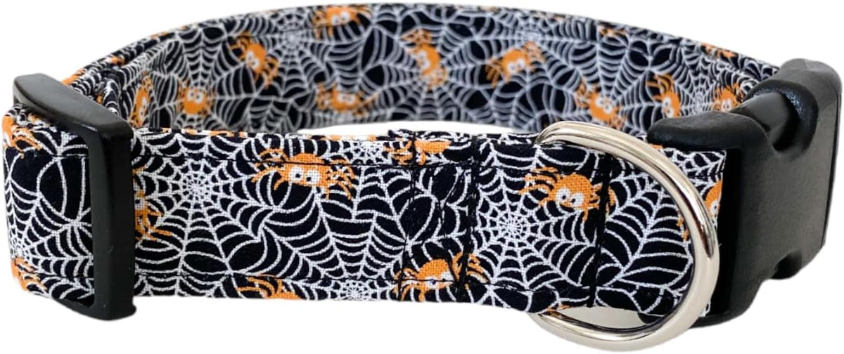Orange Spiders Halloween Dog Collar (X-Large)