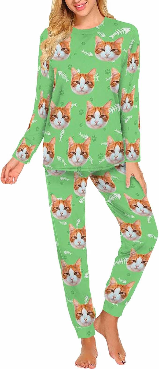 MyPupSocks Custom Face Pajamas Sets for Women, Personalized Photo Sleepwear XS-XXL