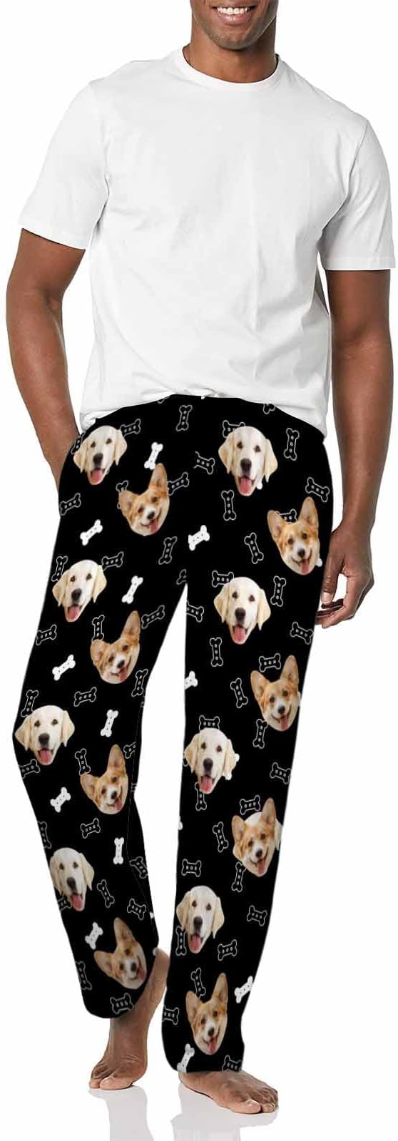 MyPupSocks Custom Pajama Pants for Pet Lover, Personalized Photo Face Printed Pajama Bottoms Sleepwear with Pockets