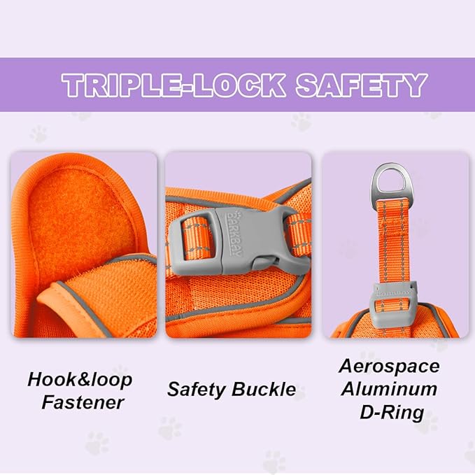 Cat Harness and Leash Set,Escape Proof Kitten Harness,Step in Adjustable Soft Lightweight,Easy Control,Reflective Strips Comfortable for Walking Travel(Orange,M)