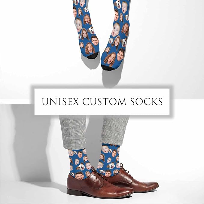 Artsadd Custom Face Socks for Women Men Cat Dog Lovers, Customized Unisex Funny Crew Sock Gifts