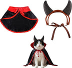 Lionheart glory Halloween Dog Costume with Hatband, Set Pet Wizard Cloak Vampire Devil Halloween Cloak Devil Clothes Outfit for Puppy Small Medium Dogs Cats Holiday Accessory Party