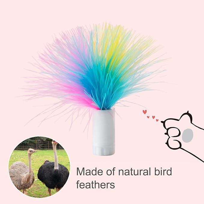 ORSDA 12Pcs Interchangeable Attachments Cat Feather Toys Replaceable Feathers and Fluffy Toy Accessories