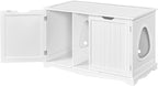 Yaheetech Cat Litter Box Enclosure, Box Cabinet Hidden, Wooden Pet Crate Kitty Washroom Storage Bench with Divider Home Litter Loo Indoor Cat House White