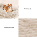 FUNNY FUZZY Pet Fluffy Fuzzy Calming Dog Couch Bed Sofa Protector Washable Pets Mat for Large Medium Small Dogs and Cats (Coffee,37.4 × 33.46 × 6.3 in)