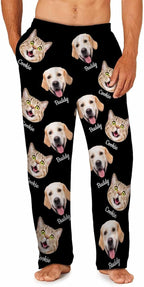 MyPupSocks Custom Pajama Pants for Pet Lover, Personalized Photo Face Printed Pajama Bottoms Sleepwear with Pockets