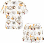 Custom Short Pajamas Set with Face Photo Women‘s Sleepwear Tee Personalized PJ Short Loungewear Set fot Her