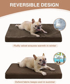 KSIIA Orthopedic Dog Bed Crate Waterproof Pet Mats for Medium Dogs Deluxe Plush Washable Pet Bed with Egg Crate Foam & Removable Cover, 29 x 18 Inch, Brown