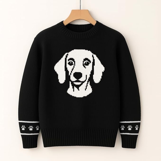 Custom Dog Knit Sweater for Women Personalized Pet Paw Print Pullover Dog Mom Gift Christmas for Pet Lovers