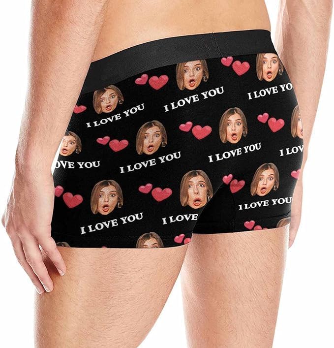 M YESCUSTOM Custom Faces Funny Short Briefs Gift for Husband Underwear