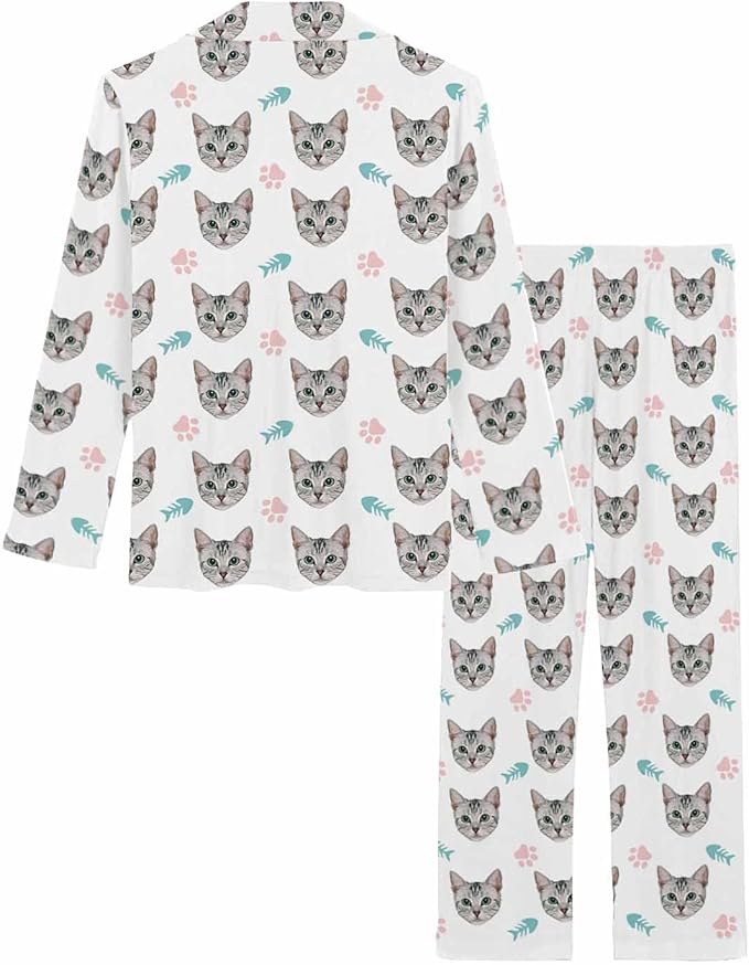 MyPupSocks Custom Face Pajamas for Women Set, Personalized Photo Long Sleepwear XS-XXL