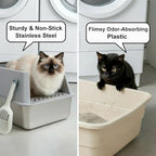 XL Stainless Steel Litter Box, Extra Large High Sided Metal Cat Litter Box with Lid and Scooper, Easy Clean, Non Stick & No Smell-24"x16"x12"