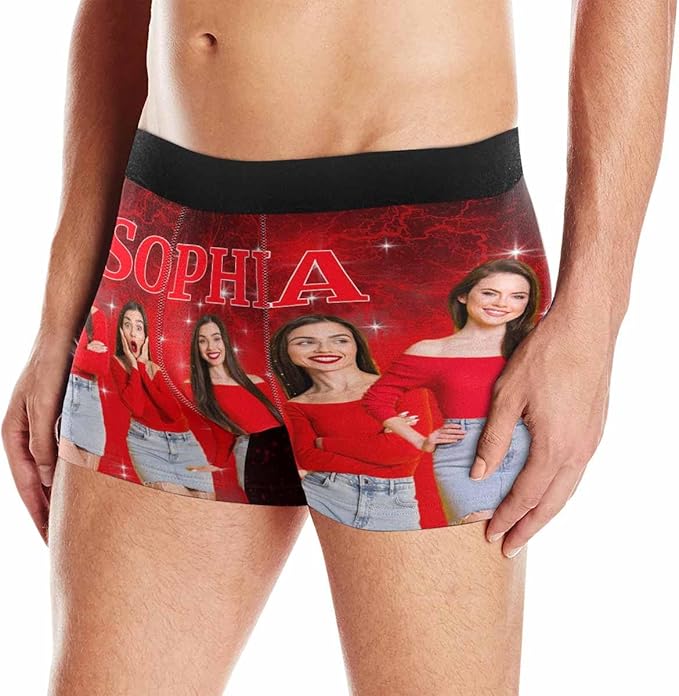 M YESCUSTOM Custom Faces Funny Short Briefs Gift for Husband Underwear
