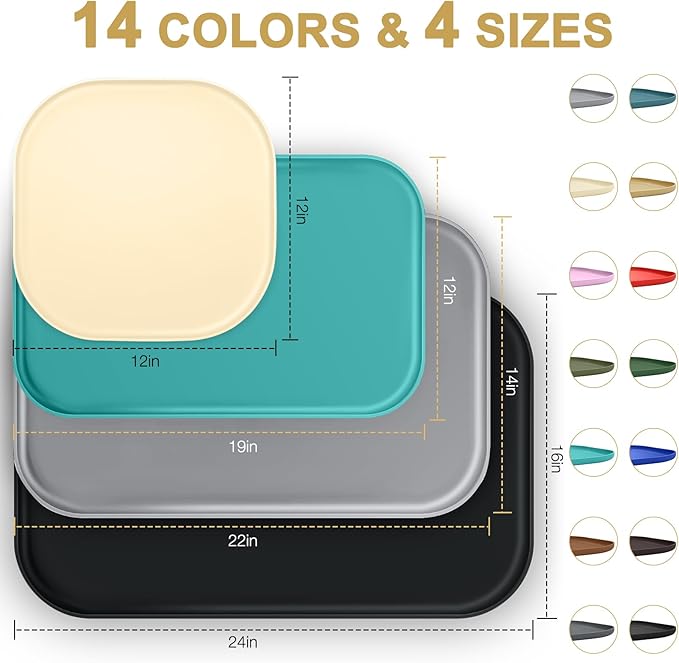 Silicone Pet Feeding Mat with Raised Edge for Food and Water, Dog Bowl Mats, Cat Bowls Placemat with High Lip for Floor Waterproof, Rubber Tray for Cats and Dogs 19 x 12 x0.7 Brown