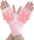 Nydotd Cat Paw Pad Mittens Gloves Kawaii Pink 3D Claw Fingerless Cute Cat Cosplay Gloves Sleeve for Girls Party