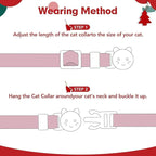 BINGPET Cat Collar, 3 Pack Adjustable Breakaway, Cute Kitty Collars with Bell, Christmas, for Girl Boy Cats & Small Pets