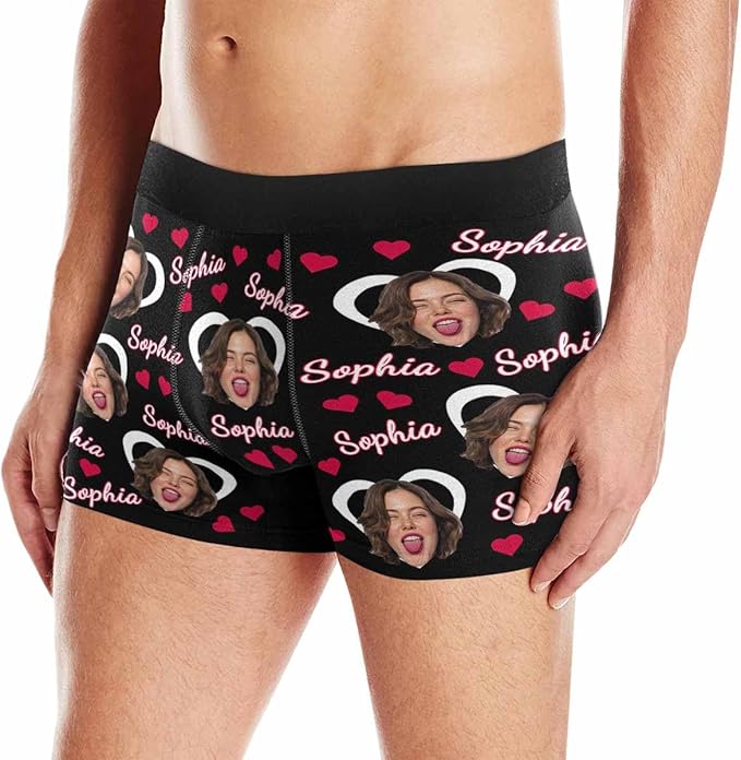 M YESCUSTOM Custom Faces Funny Short Briefs Gift for Husband Underwear